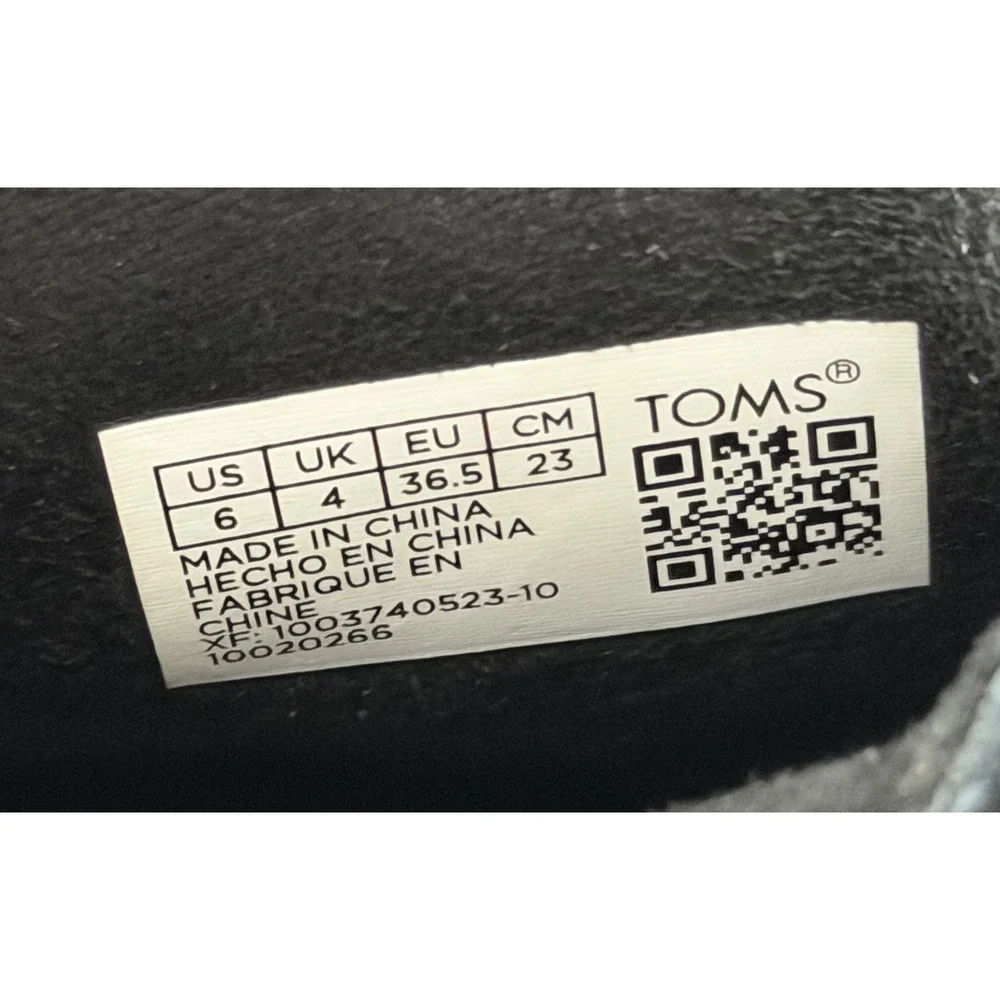 TOMS Marina Black Suede Tapestry Western Ankle Boots OrthoLite Size 6 NEW